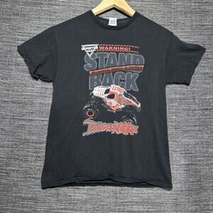 Monster Jam Y2K Vintage Shirt Youth L Black Short Sleeve Thunder Roarus